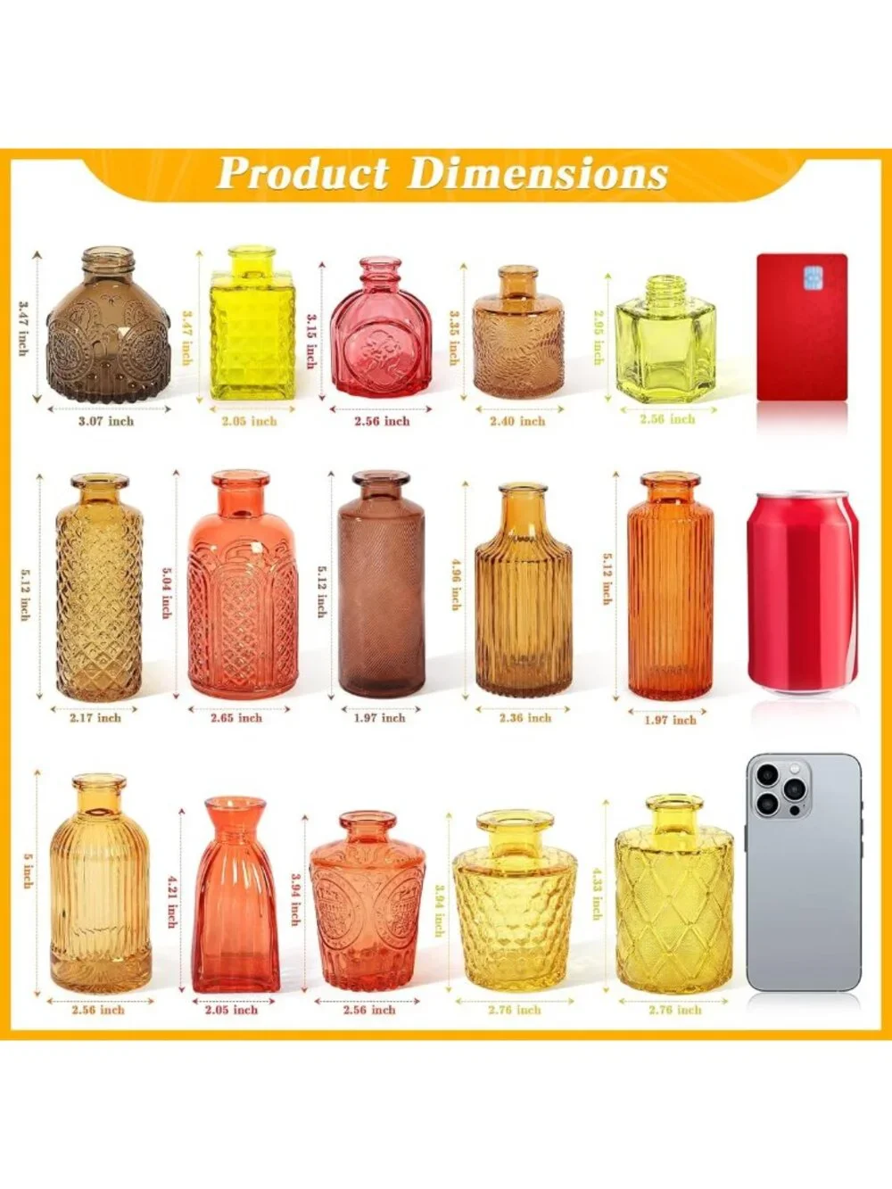 Set of 30 Small Textured Gold Glass Bud Vases for Flowers & Home Decor